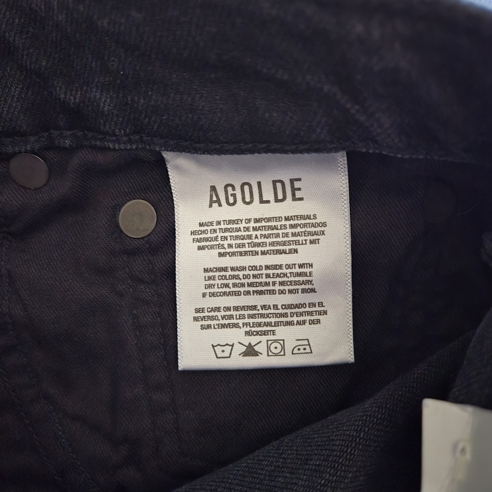 Agolde Wilder Mid Rise Comfort Straight Leg Organic Jean Panoramic Black Size 30 - Picture 15 of 16